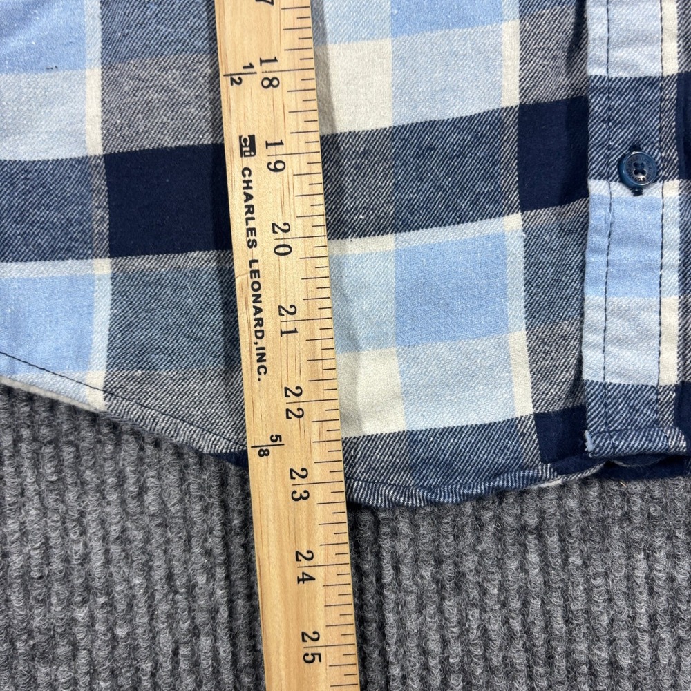 Levi's Hooded Flannel Shirt Kids Size L 10/12 Blue Plaid Long Sleeve Button Up - Picture 4 of 7